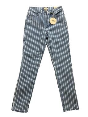 NWT Camila Coelho Striped High Waist Slim Straight Ankle Denim Jeans Sz 2 New